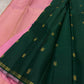 Kanchipattu silk saree in korvai with deep emerald green border weave traditional zari detail