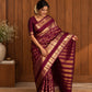 Deep Ennai Arakku pure silk Kanchipuram Zari Kattam saree with Pakshi-inspired classic gold zari border.