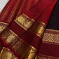 Deep espresso brown Pure Silk Kanchipuram Rettapet saree with Arakku red kamalam gold zari border, detail view 4