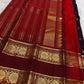 Deep espresso brown Pure Silk Kanchipuram Rettapet saree with Arakku red kamalam gold zari border