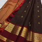 Deep Espresso Brown Pure Silk Kanchipuram Zari Kattam saree