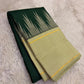 Deep Forest Green and Cream Handwoven Pure Silk Kanjeevaram Saree with Korvai Thazampoo Reku Border