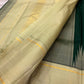 Deep Forest Green and Cream Handwoven Pure Silk Kanjeevaram Saree with Korvai Thazampoo Reku Border