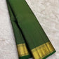 Deep Forest Green KanchiPattu silk saree, border close-up detail — Idam Living