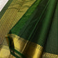 Deep Forest Green KanchiPattu silk saree, pallu detail — Idam Living