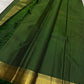 Deep Forest Green KanchiPattu silk saree, Zari Kattam grid close-up — Idam Living