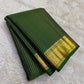 Deep Forest Green KanchiPattu silk saree, body weave texture close-up — Idam Living