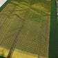 Deep Forest Green KanchiPattu silk saree — full front view, zari kattam weave — Idam Living