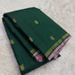 Deep Forest Green handwoven pure silk Kanjivaram Butta saree — full front view — Idam Living