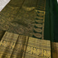 Deep Forest Green Pure Silk Kanchipuram Butta saree with antique-gold Annam zari border