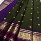 Deep Forest Green Pure Silk Kanjivaram Butta saree with Royal Purple zari border
