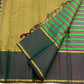 Parrot Green and Deep Purple Handwoven Pure Silk Kanjipuram Rettapet Saree with Veldhari Vazhaipoo Stripes