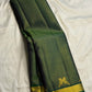 Deep Forest Green handwoven pure silk Kanjivaram Vairaoosi saree.