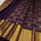 Deep grape purple handwoven pure silk Kanchi Pattu saree with Zari Kattam Gandaberunda Butta and Varisaipet border — Idam Living