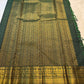 Deep Forest Green Handwoven Pure Silk Kanchipuram Zari Kattam Saree with Raspberry Pink Selvedge