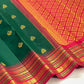 Deep Green Kanjivaram silk saree with Mayil and floral gold zari buttas