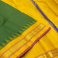 Deep Green Handwoven Pure Silk Kanjivaram Kanchi Kattam Saree with Manjal Pillayar Rekku Border