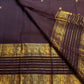 Deep cocoa aubergine brown handwoven pure silk Varisaipet saree by Idam Living.