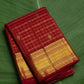 Deep kumkum red Kanchipuram silk saree with antique gold zari kattam checks and rich traditional border