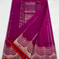 Scalloped feather-and-wave border detail with red trim on deep magenta Katan Silk Chanderi saree
