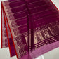 Gold zari pallu with lavender accent band on deep magenta Katan Silk Chanderi saree