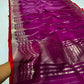 Red trim edge detail on deep magenta Katan Silk Chanderi saree border