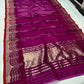 Handwoven deep magenta Chanderi saree, full drape