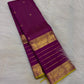 Deep Purple Handwoven Pure Silk Kanjivaram Saree with Zari Kattam Kamalam Butta and Vanasringaram Yaanai Border