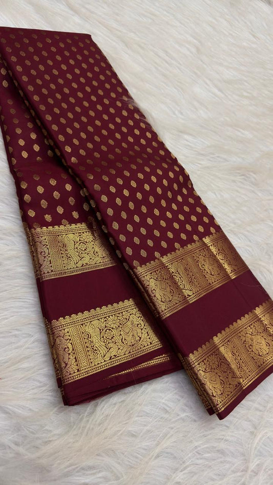 Deep maroon Kanjipuram Vanasringaram zari pallu
