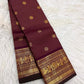 Maroon Kanchipuram saree with Mayil zari border