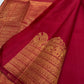 Deep Maroon Kanjivaram silk saree pure silk and Silk Mark certified detail, handwoven in Kunnam village