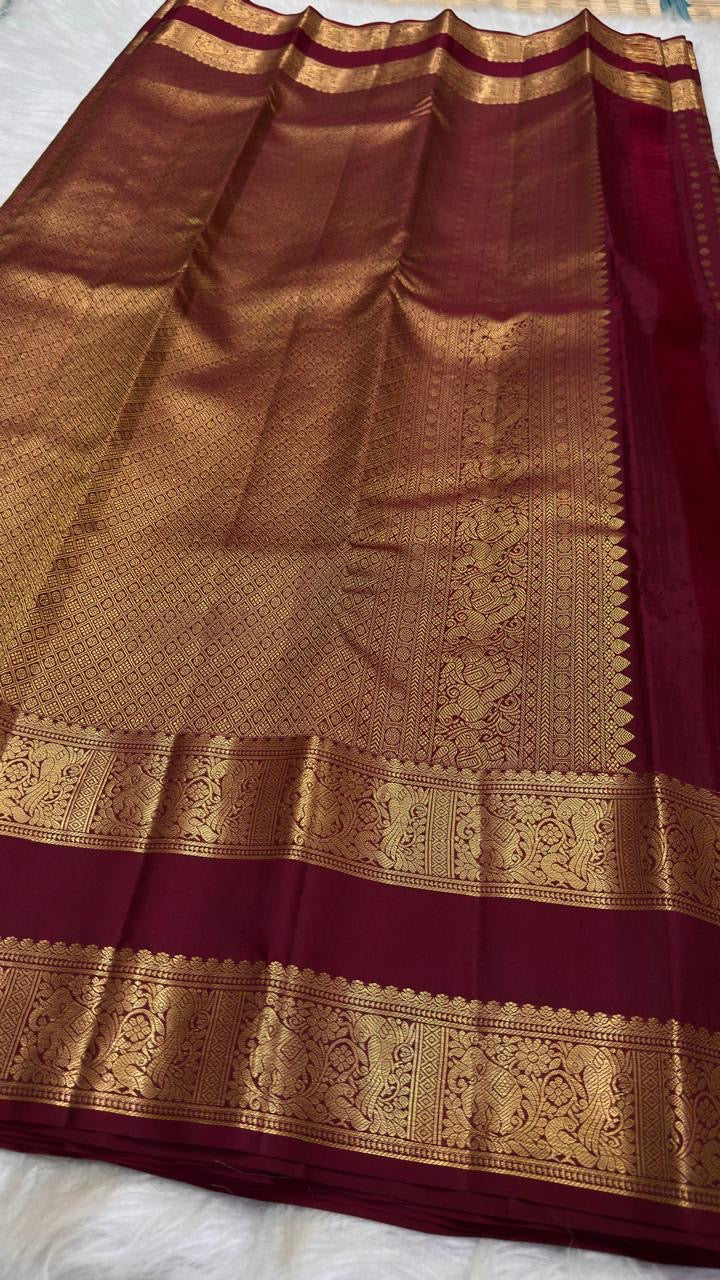 Maroon Rettapet Kancheepuram Butta saree
