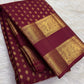 Deep maroon Rettapet Kanjeevaram saree with gold buttas