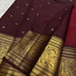 Deep maroon korvai Kancheevaram silk saree – folded view