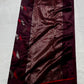 Deep Maroon Handwoven Pattu Silk Chanderi Saree with Silver-Coral Feather Motifs