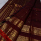 Deep maroon Rettapet Kanjipuram saree with antique gold zari border detail