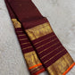 Deep Coffee Brown Handwoven Pure Silk Kancheepuram Saree with Zari Kattam Floral Butta and Vanasringaram Yaanai Border