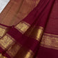 Deep Maroon Handwoven Pure Silk Kanjivaram Saree with Zari Kattam Butta and Vanasringaram Floral Border