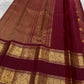 Deep Maroon Handwoven Pure Silk Kanjivaram Saree with Zari Kattam Butta and Vanasringaram Floral Border