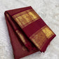 Deep Maroon Handwoven Pure Silk Kanjivaram Saree with Zari Kattam Butta and Vanasringaram Floral Border