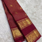 Deep Maroon Handwoven Pure Silk Kanjivaram Saree with Zari Kattam Butta and Vanasringaram Floral Border