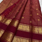 Deep Maroon Handwoven Pure Silk Kanjivaram Saree with Zari Kattam Butta and Vanasringaram Floral Border