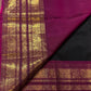 Deep Midnight Black Kanchi Pattu Saree — pallu detail with magenta Vanasringaram motifs