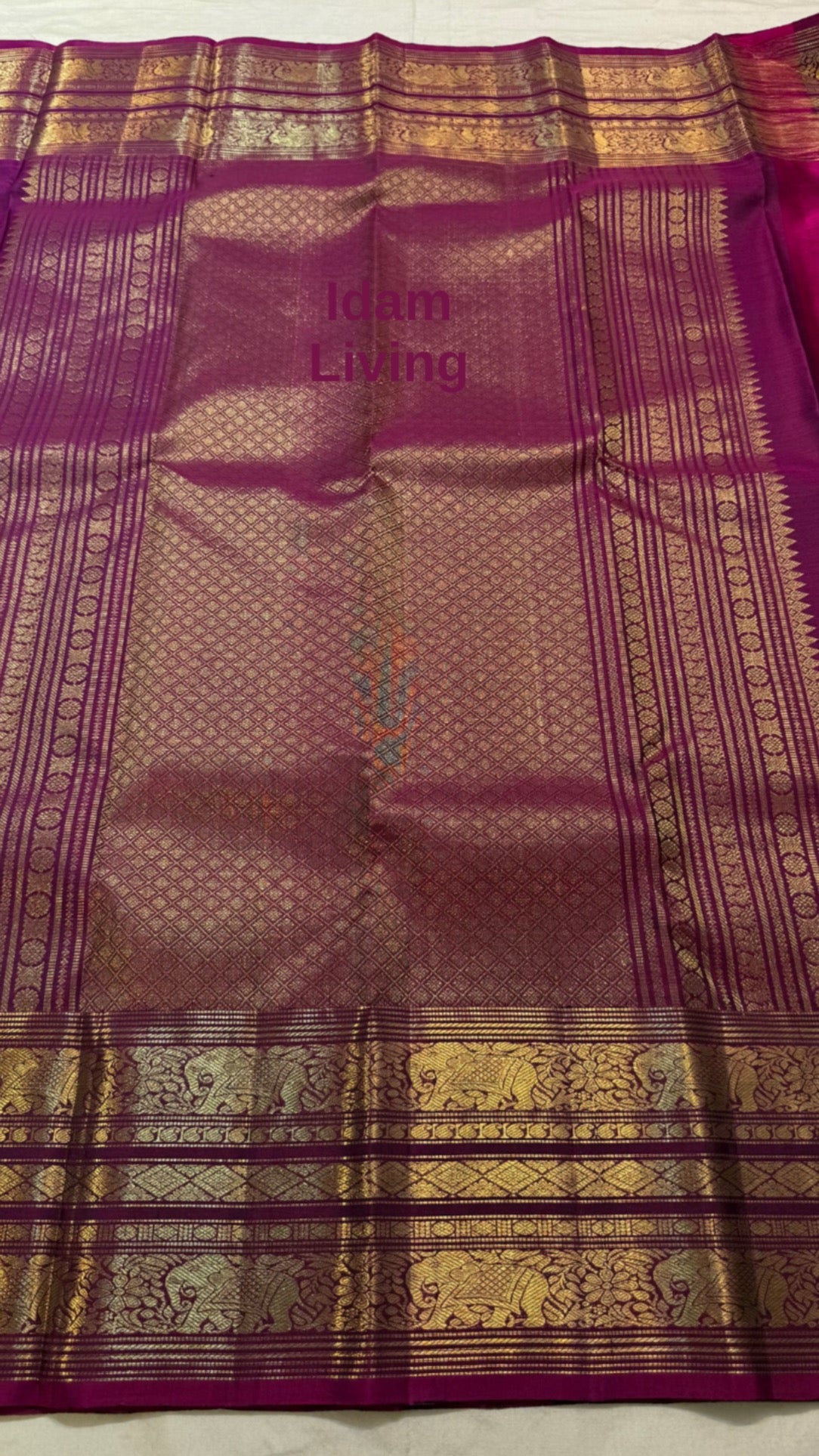 Deep Midnight Black Kanchi Pattu Saree — full drape, pure silk Kanchipuram handwoven — Idam Living