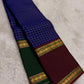 Jewel Blue and Deep Vermillion Handwoven Pure Silk Kanjivaram Saree with Rettapet Border and Zari Kattam