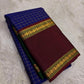 Jewel Blue and Deep Vermillion Handwoven Pure Silk Kanjivaram Saree with Rettapet Border and Zari Kattam