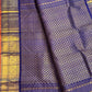 Deep Neelam blue handwoven Pure Silk Kanjivaram Zari Kattam saree