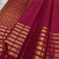 Rani Pink pure silk Kanchipuram Varisaipet saree, folded view — Idam Living