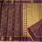 Deep Plum and Marigold Handwoven Pure Silk Kancheepuram Saree with Gandaberunda Butta Border