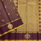 Deep Plum and Marigold Handwoven Pure Silk Kancheepuram Saree with Gandaberunda Butta Border